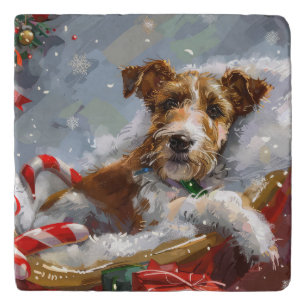 Wire Fox Terrier Dog Christmas Festive  Trivet