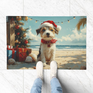 Wire Fox Terrier Dog Christmas Vintage Beach Doormat