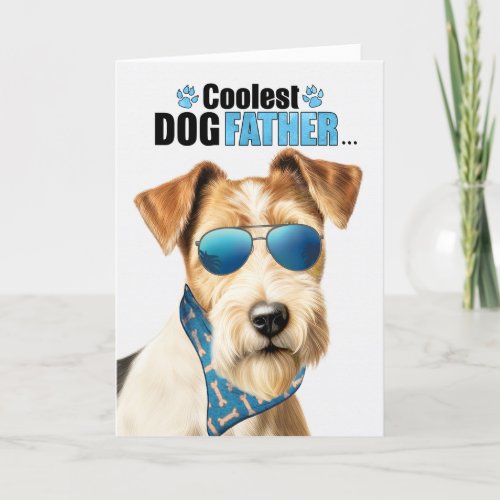Wire Fox Terrier Dog Coolest Dad Fathers Day Holiday Card