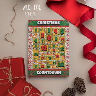 Wire Fox Terrier Dog Countdown Christmas Advent Holiday Card