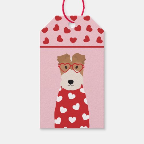 Wire Fox Terrier Dog Glasses Heart Pattern  Gift Tags