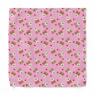 Wire Fox Terrier Dog Heart Glasses Pattern Pink Bandana