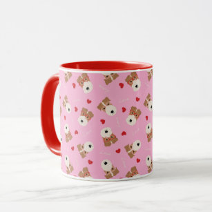 Wire Fox Terrier Dog Heart Glasses Pattern Pink Mug