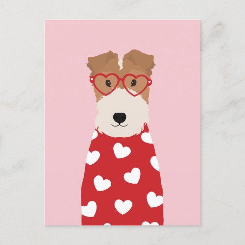 Wire Fox Terrier Dog Heart Glasses Postcard