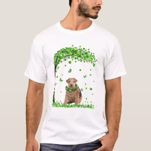 Wire Fox Terrier Dog Irish Green Shamrock Clover S T-Shirt