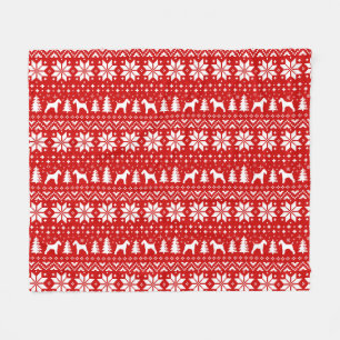 Wire Fox Terrier Dog Silhouettes Christmas Holiday Fleece Blanket