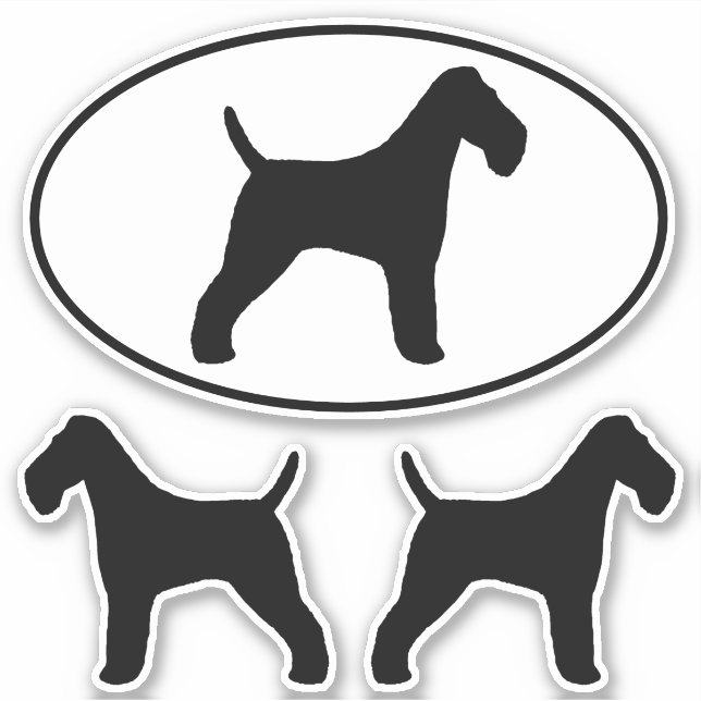 Wire Fox Terrier Dog Silhouettes WFT Sticker Set (Front)
