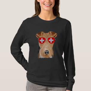 Wire Fox Terrier Dog Switzerland Flag Sunglasses T-Shirt