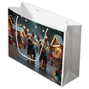 Wire Fox Terrier Dogs Christmas Snow Holiday Large Gift Bag