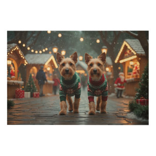 Wire Fox Terrier Dogs Christmas Snow Holiday Wood Wall Art