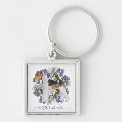 Wire Fox Terrier Forget_Me_Not Keychain