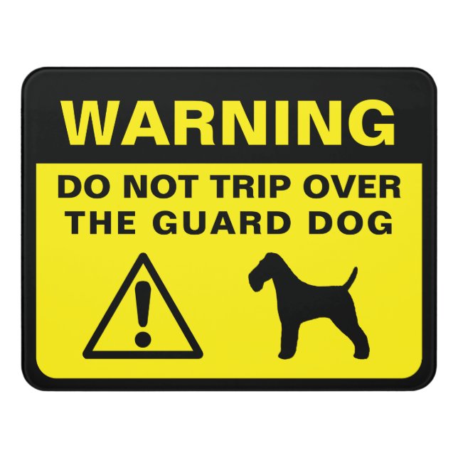 Wire Fox Terrier Funny Guard Dog Warning Door Sign (Contemporary Front)