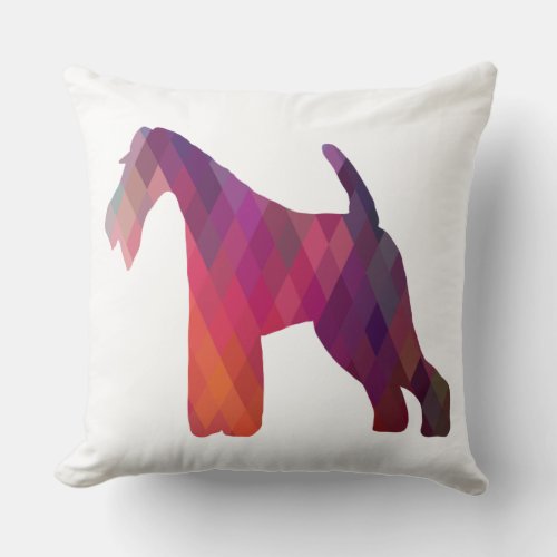 Wire Fox Terrier Geometric Pattern Silhouette Throw Pillow