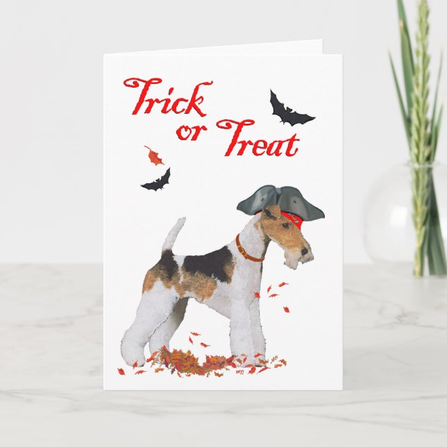 Wire Fox Terrier Halloween Card (Front)