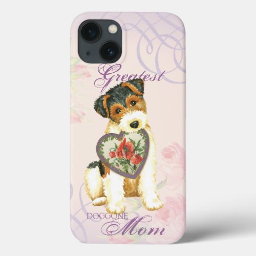 Wire Fox Terrier Heart Mom iPhone 13 Case