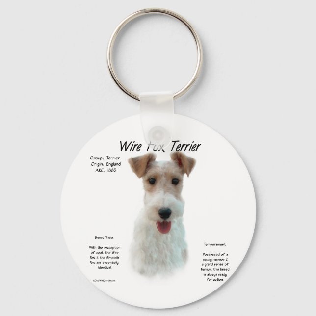 Wire Fox Terrier History; about wire fox terrier Keychain (Front)