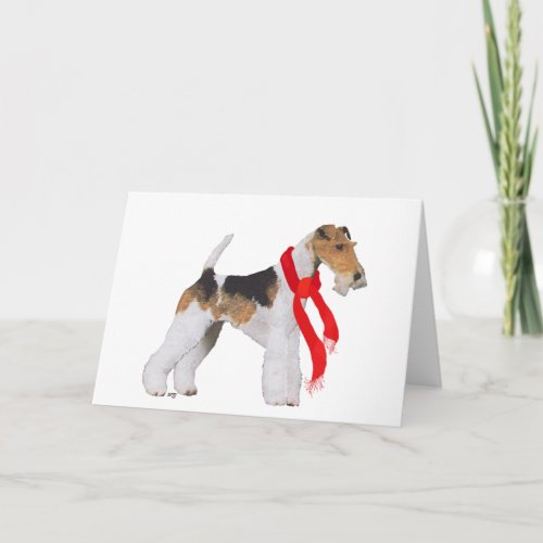 Wire Fox Terrier in a Scarf Holiday Card