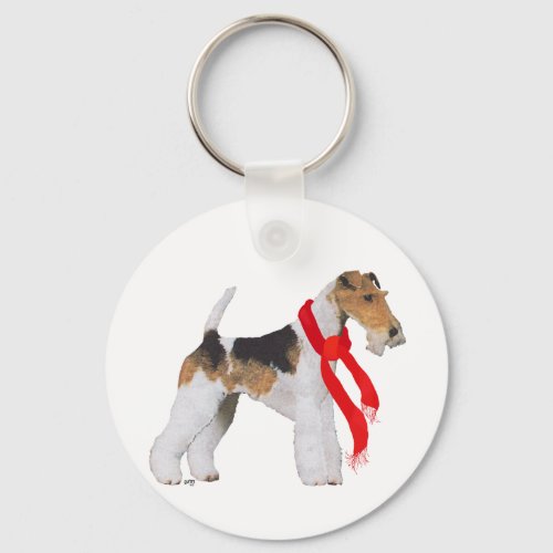 Wire Fox Terrier in a Scarf Keychain