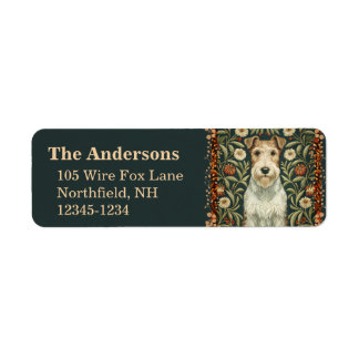 Wire Fox Terrier in William Morris Floral Style Label