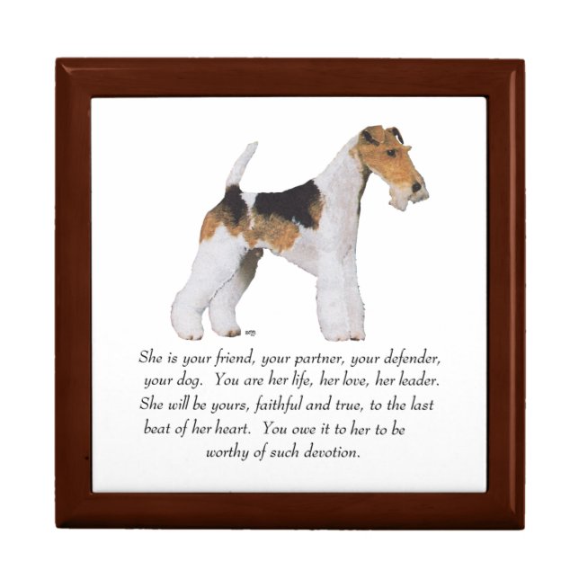 Wire Fox Terrier Keepsake FEMALE Jewelry Box (Front)