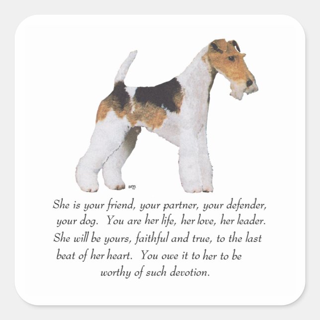 Wire Fox Terrier Keepsake FEMALE Square Sticker (Front)