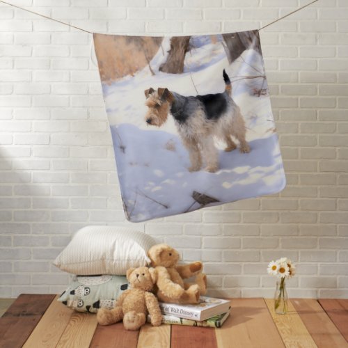 Wire Fox Terrier Let It Snow Christmas  Baby Blanket