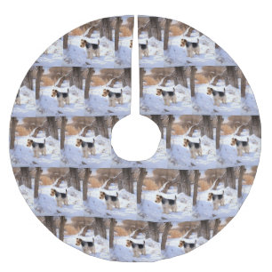 Wire Fox Terrier Let It Snow Christmas Brushed Polyester Tree Skirt