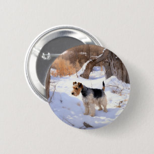 Wire Fox Terrier Let It Snow Christmas  Button