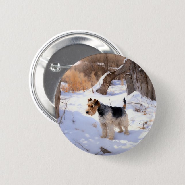 Wire Fox Terrier Let It Snow Christmas  Button (Front & Back)