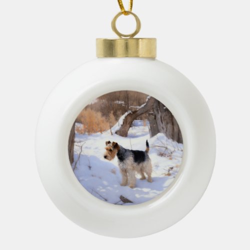 Wire Fox Terrier Let It Snow Christmas  Ceramic Ball Christmas Ornament