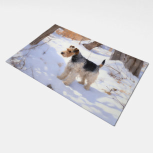 Wire Fox Terrier Let It Snow Christmas Doormat