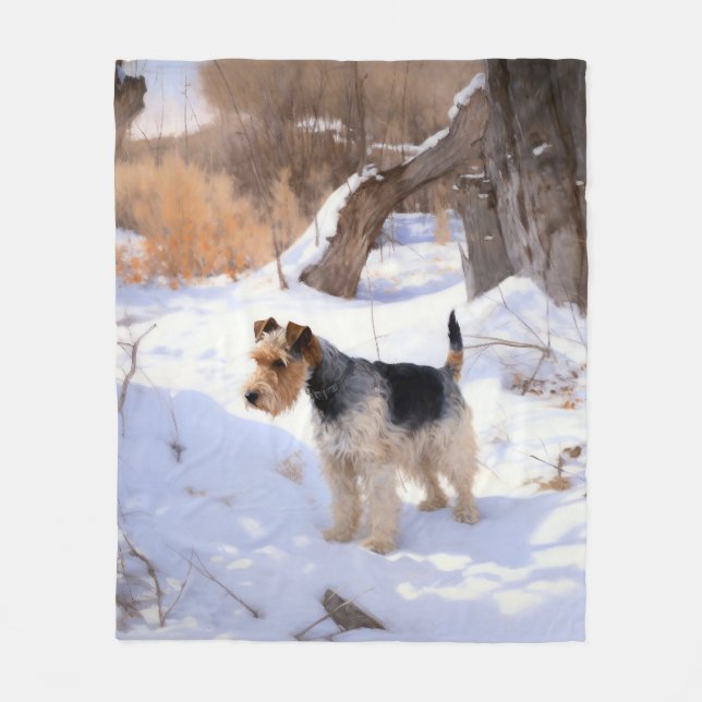 Wire Fox Terrier Let It Snow Christmas  Fleece Blanket (Front)