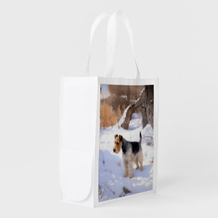 Wire Fox Terrier Let It Snow Christmas  Grocery Bag