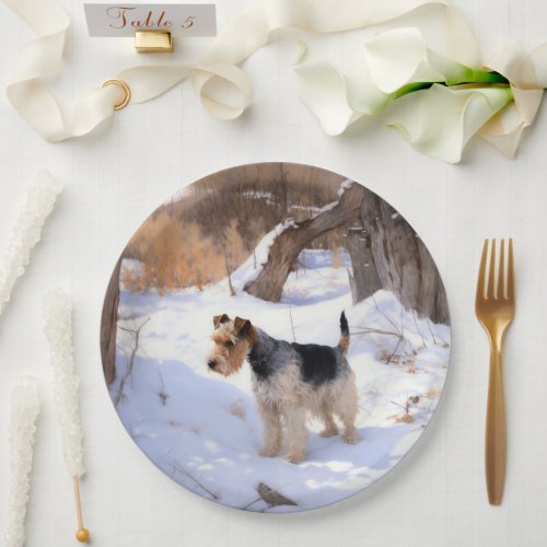 Wire Fox Terrier Let It Snow Christmas  Paper Plates