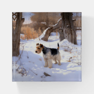 Wire Fox Terrier Let It Snow Christmas Paperweight
