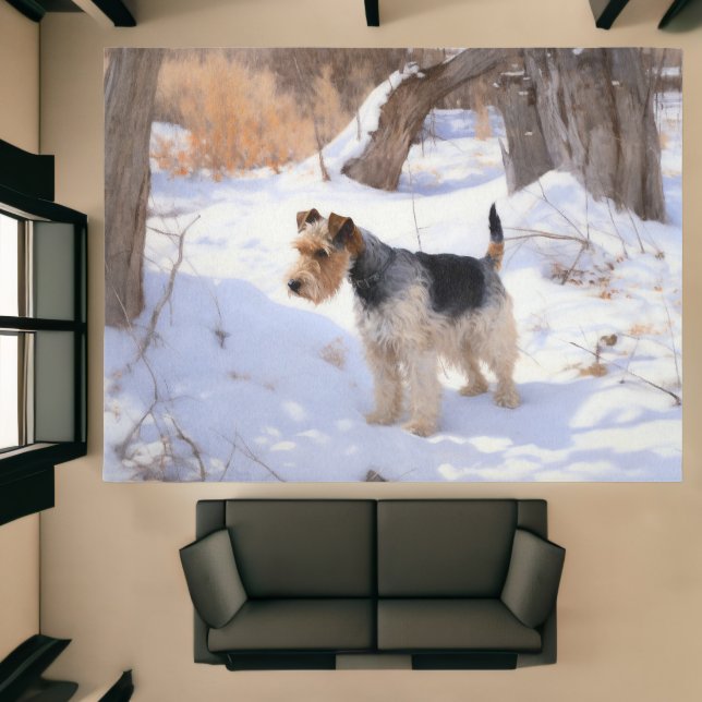 Wire Fox Terrier Let It Snow Christmas Rug (Insitu (Indoor 1))