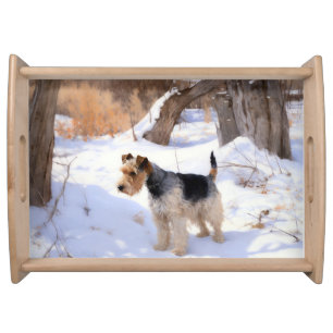 Wire Fox Terrier Let It Snow Christmas  Serving Tray
