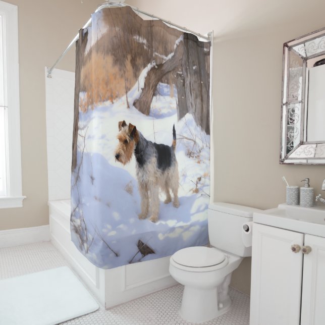 Wire Fox Terrier Let It Snow Christmas  Shower Curtain (In Situ)