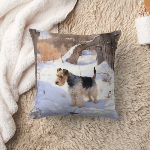 Wire Fox Terrier Let It Snow Christmas  Throw Pillow