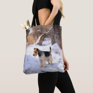 Wire Fox Terrier Let It Snow Christmas Tote Bag