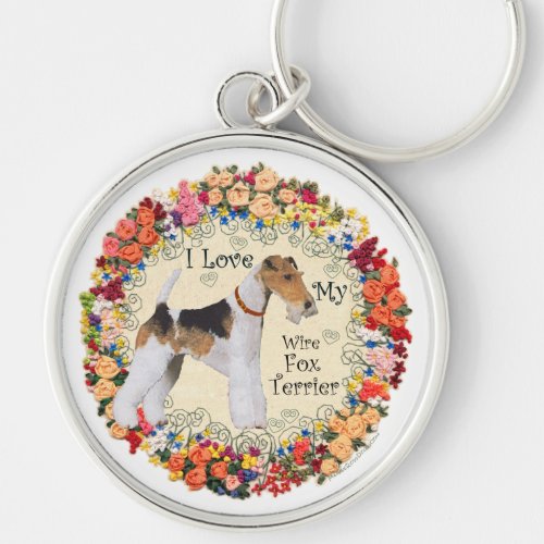 Wire Fox Terrier Love Keychain