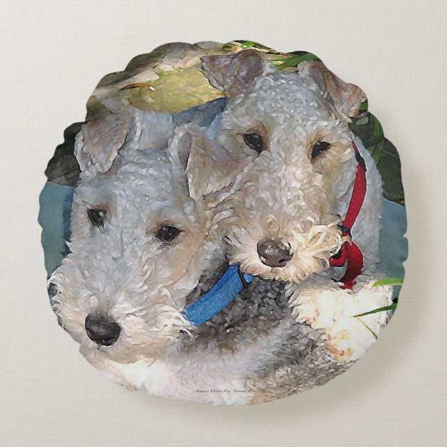 Wire Fox terrier Love Round Pillow (Front)