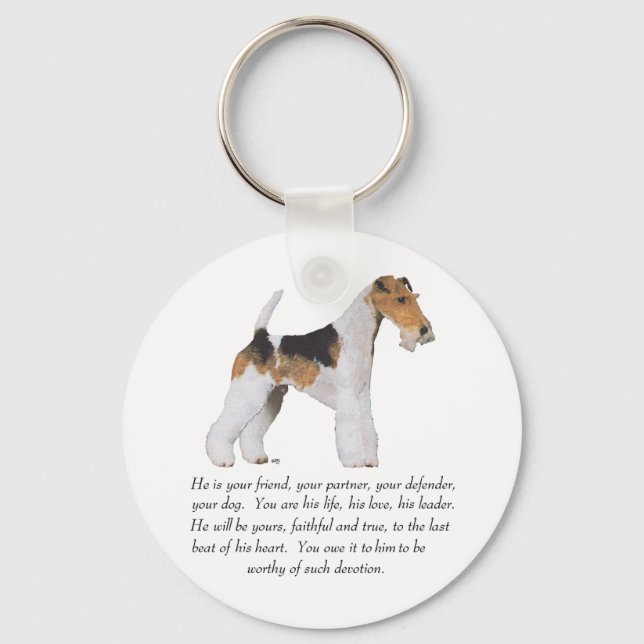 Wire Fox Terrier Memory / Dedication MALE Keychain (Front)
