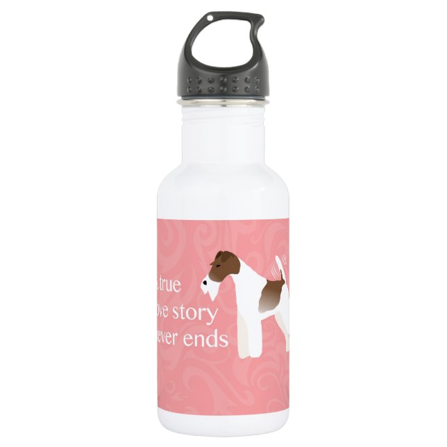 Wire Fox Terrier Minimalist Silhouette Design Water Bottle (Front)