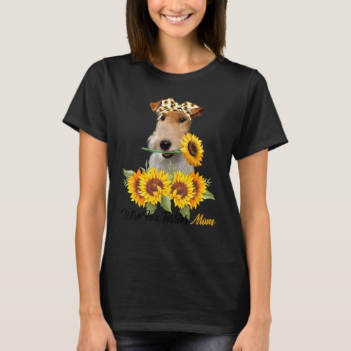 Wire Fox Terrier Mom Sunflower Summer Dog Mom Mama T_Shirt