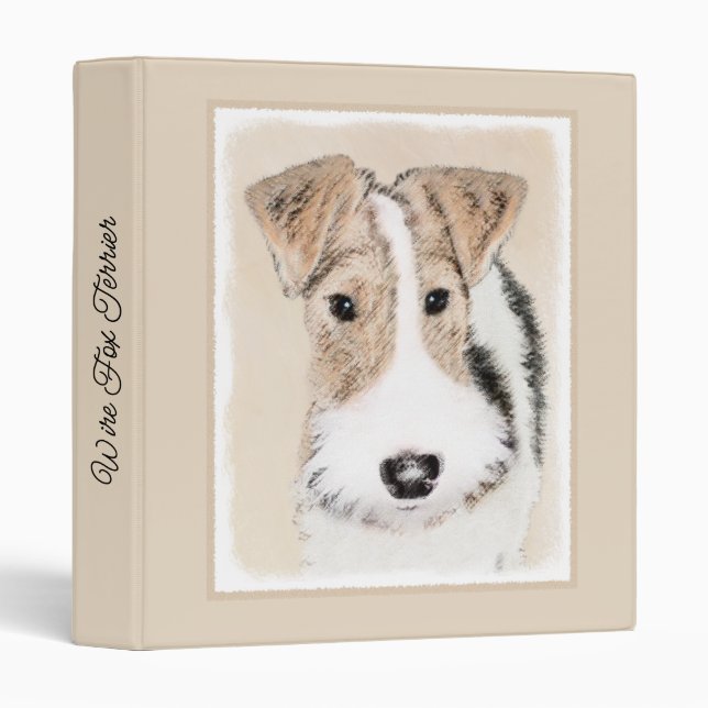 Wire Fox Terrier Painting - Cute Original Dog Art  3 Ring Binder (Front/Spine)