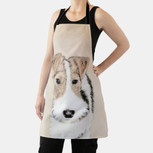 Wire Fox Terrier Painting - Cute Original Dog Art Apron