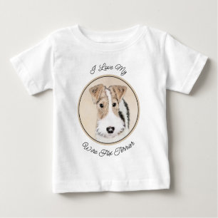 Wire Fox Terrier Painting - Cute Original Dog Art Baby T-Shirt