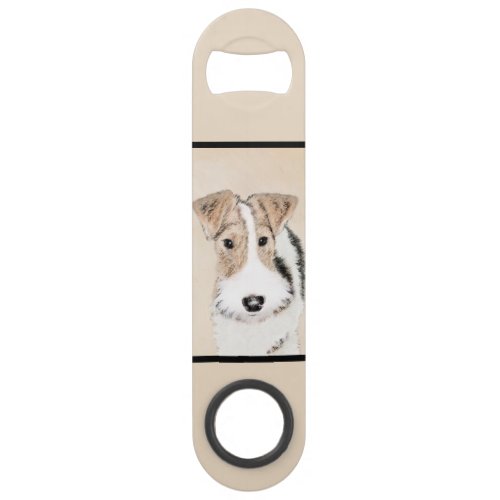 Wire Fox Terrier Painting _ Cute Original Dog Art Bar Key