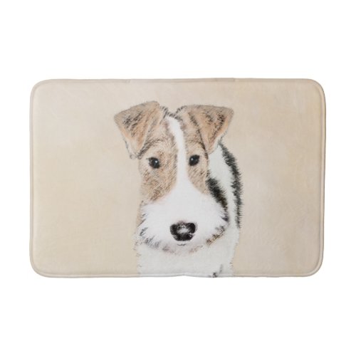 Wire Fox Terrier Painting _ Cute Original Dog Art Bath Mat